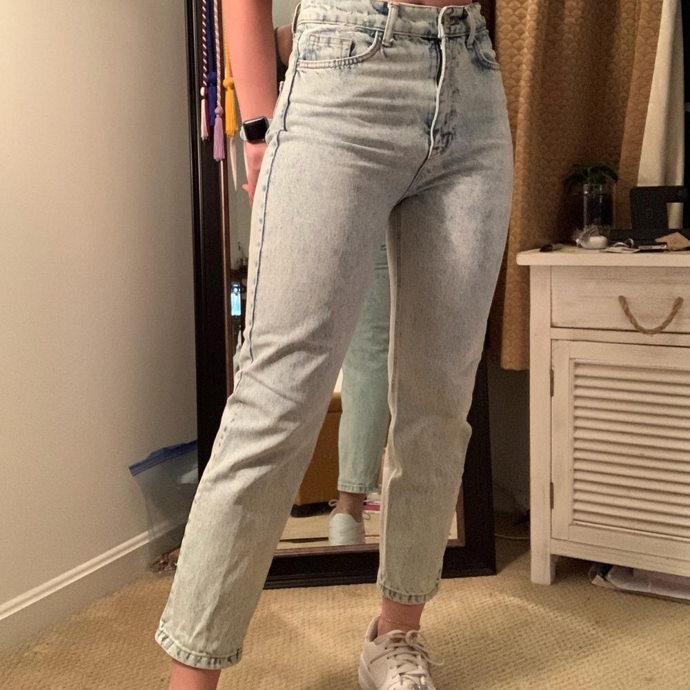 ZARA Light Wash High Waisted Straight Leg Jeans